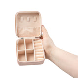 Unisphere Compact Travel Jewelry Case — Small Pink Organizer with Earring Slots & Ring Compartments