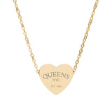 QUEENS Engraved Heart Necklace Pendant, Sterling Silver