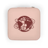 Unisphere Compact Travel Jewelry Case — Small Pink Organizer with Earring Slots & Ring Compartments